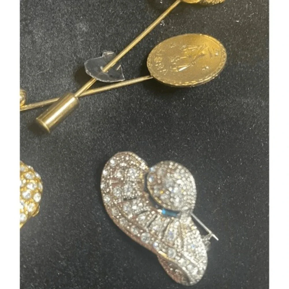 8pc Vintage Style Brooches & Hat Pins Lot Rhinestone Butterfly Koala Lion‎ Libra